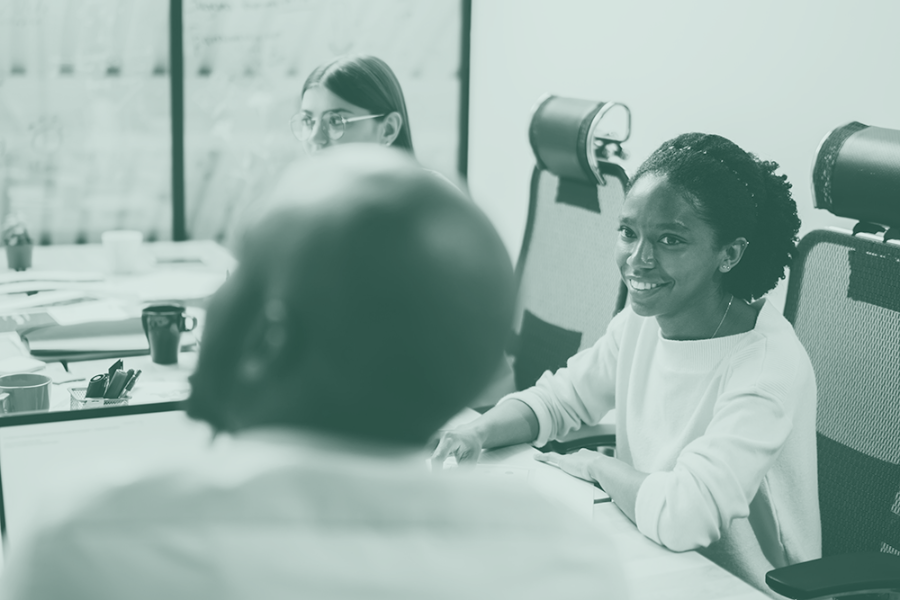 Colleagues collaborating at a table